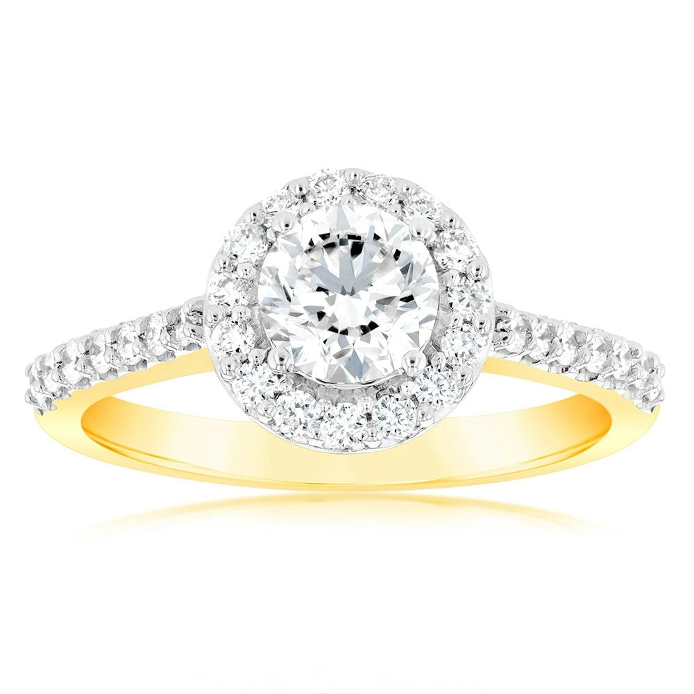 Luminesce Lab Grown 18ct YellowGold 1 Carat Diamond Halo Ring