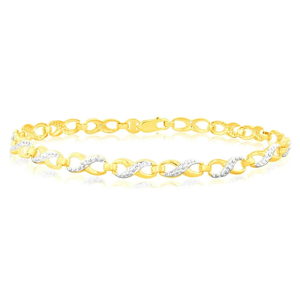 9ct Alluring Yellow Gold Diamond Fancy Bracelet