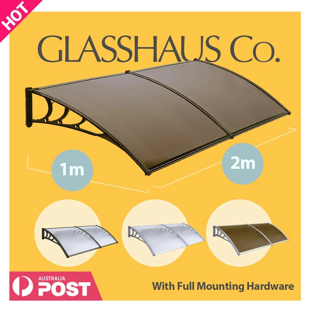 2 x 1M Glasshaus Window Awning Door Awning Door Canopy Outdoor Patio Sun Shield  DIY