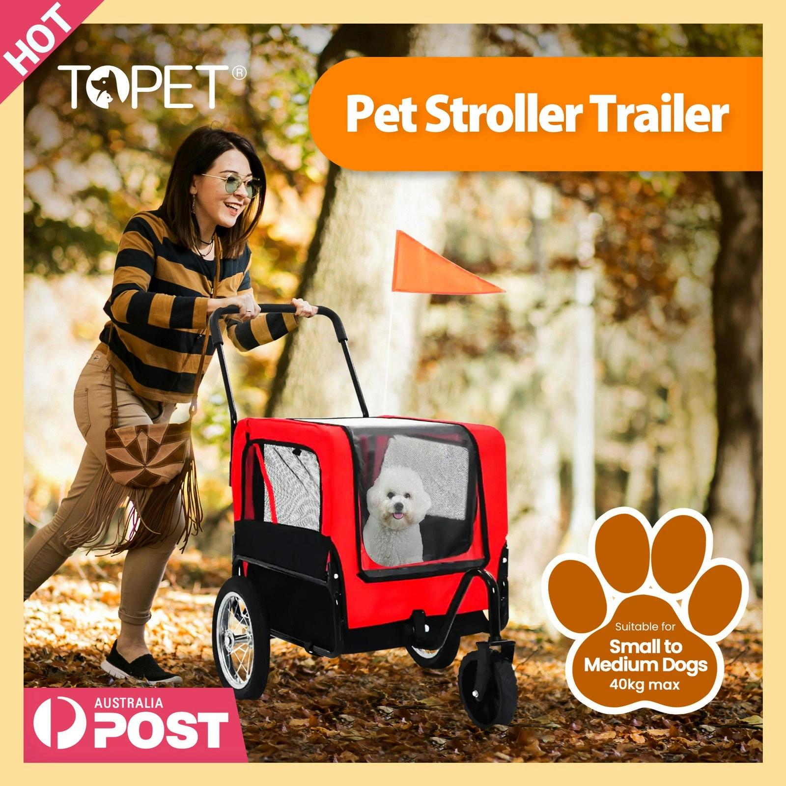 Pet Stroller Bicycle Trailer Pram Pet Jogger Dog Cat Size Small to Medium