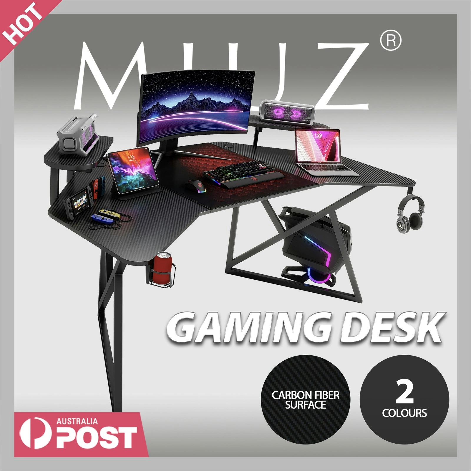 Gaming Desk Large Size Computer Gaming Office Desk Carbon Fiber Table