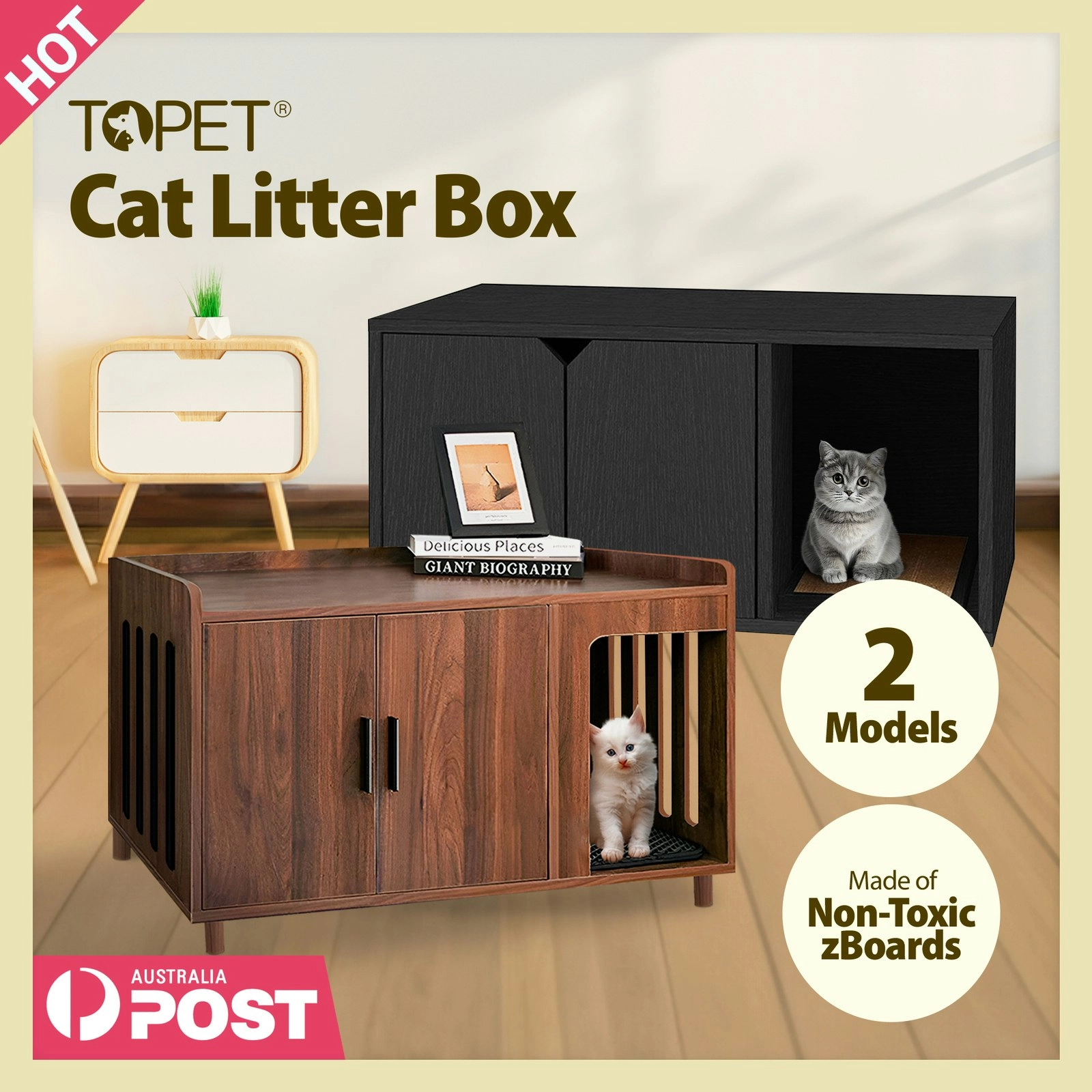 Cat Litter Box Enclosure Tray Kitty Toilet Trapping Sifting Odour Control Basin