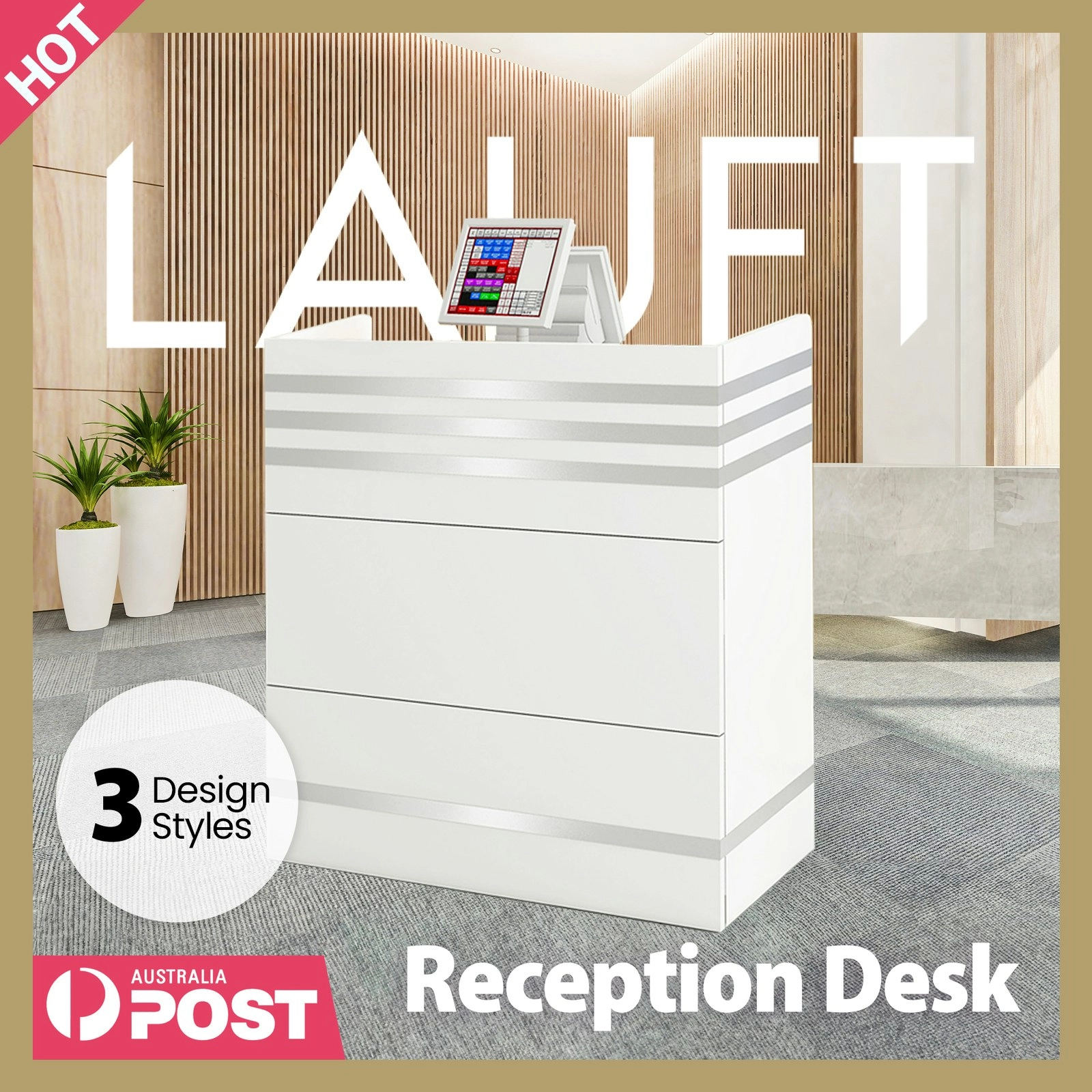 Reception Office Desk Counter with Drawers Front Desk Lobby Table AU Stock