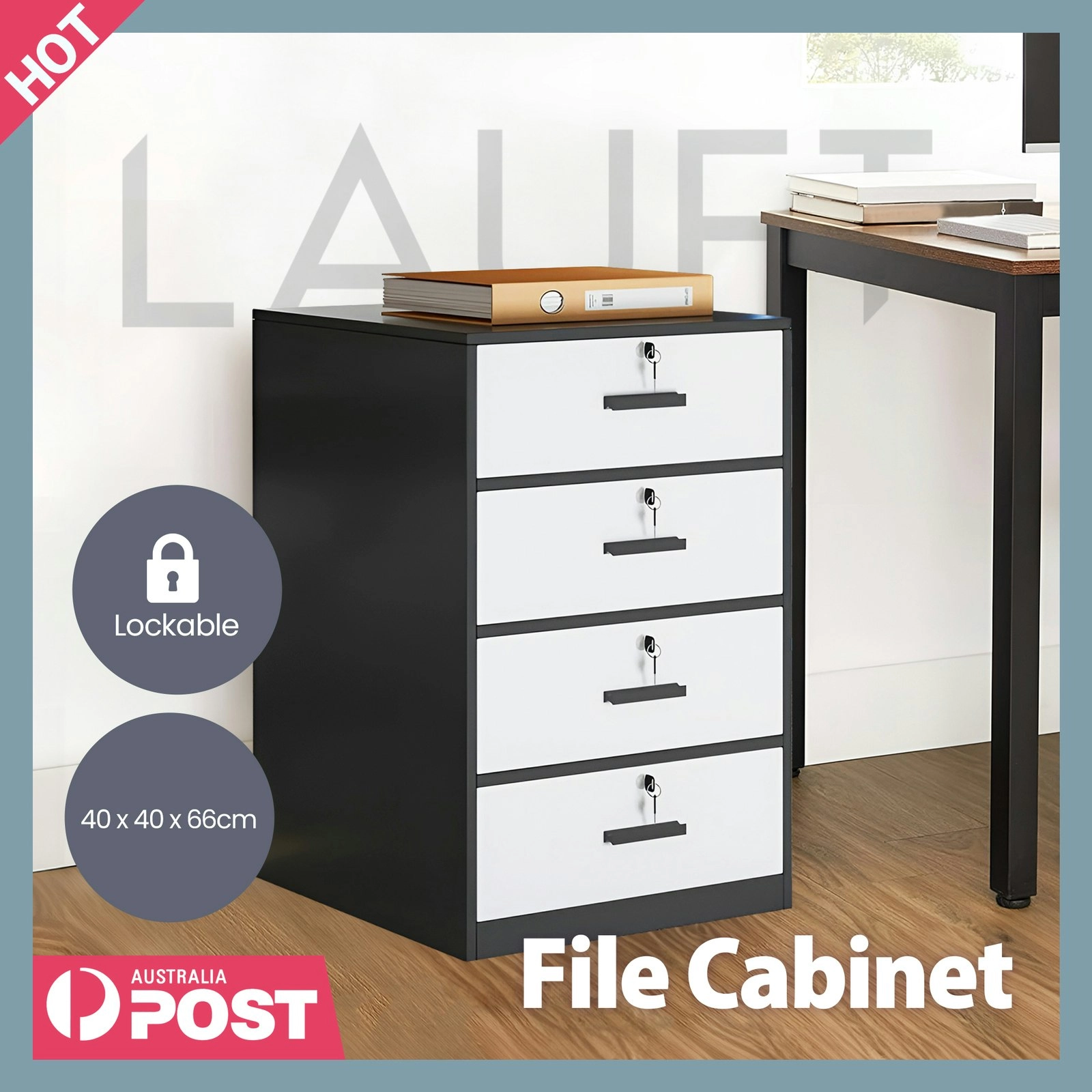 4 Drawer Filing Cabinet Document Organiser Lockable Office Storage