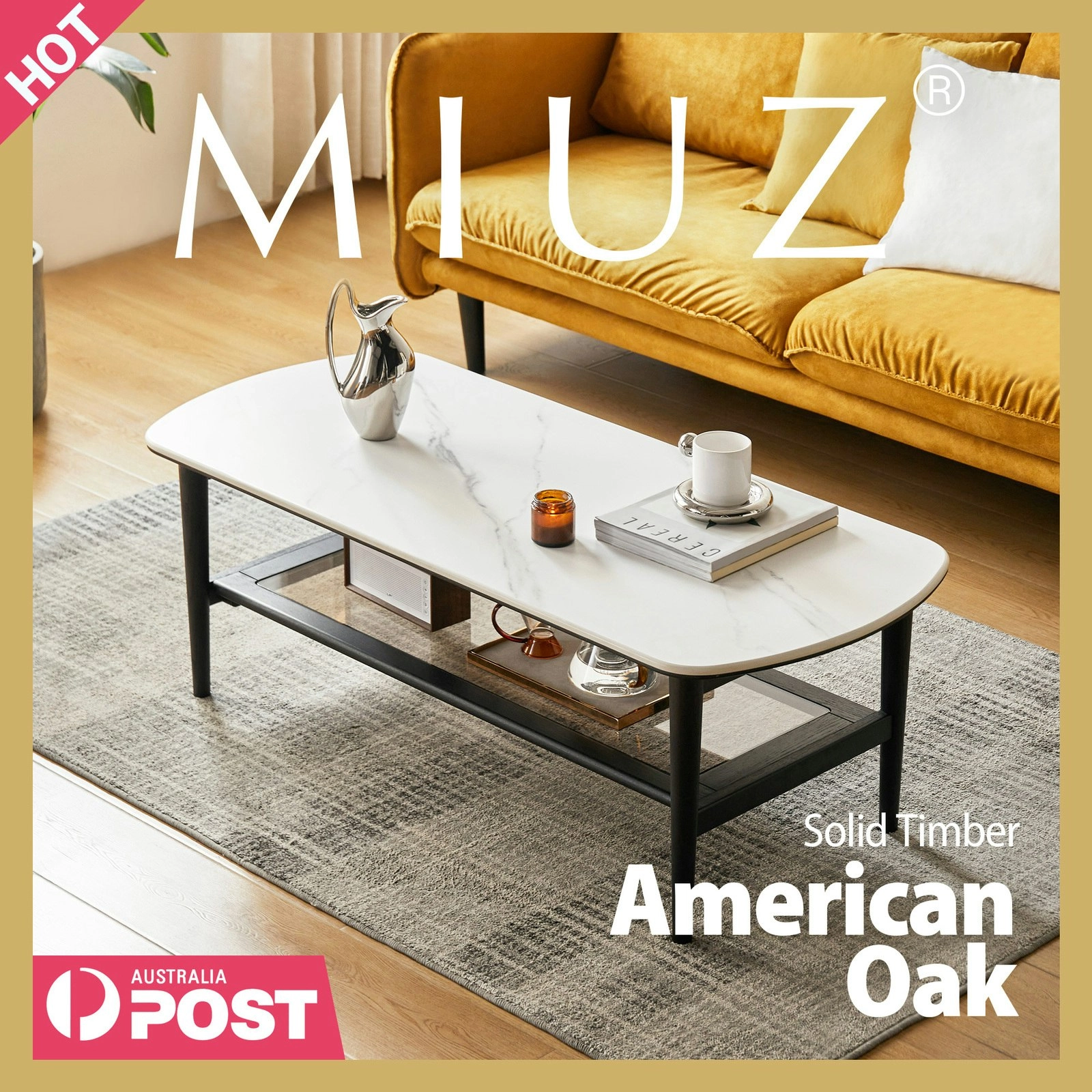 American Oak Coffee Table Modern Wooden Tables, Slate Top Center Table For Living Room