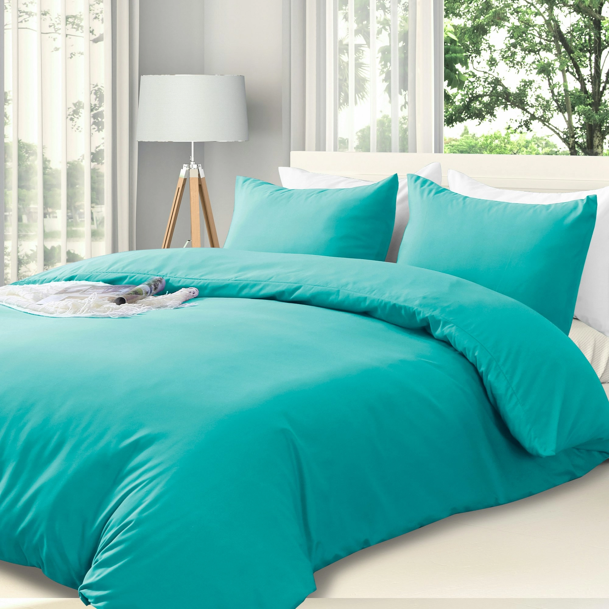 Linenova 2000TC Hotel Soft Quilt Cover Pillowcases Set(Teal,5 Sizes)