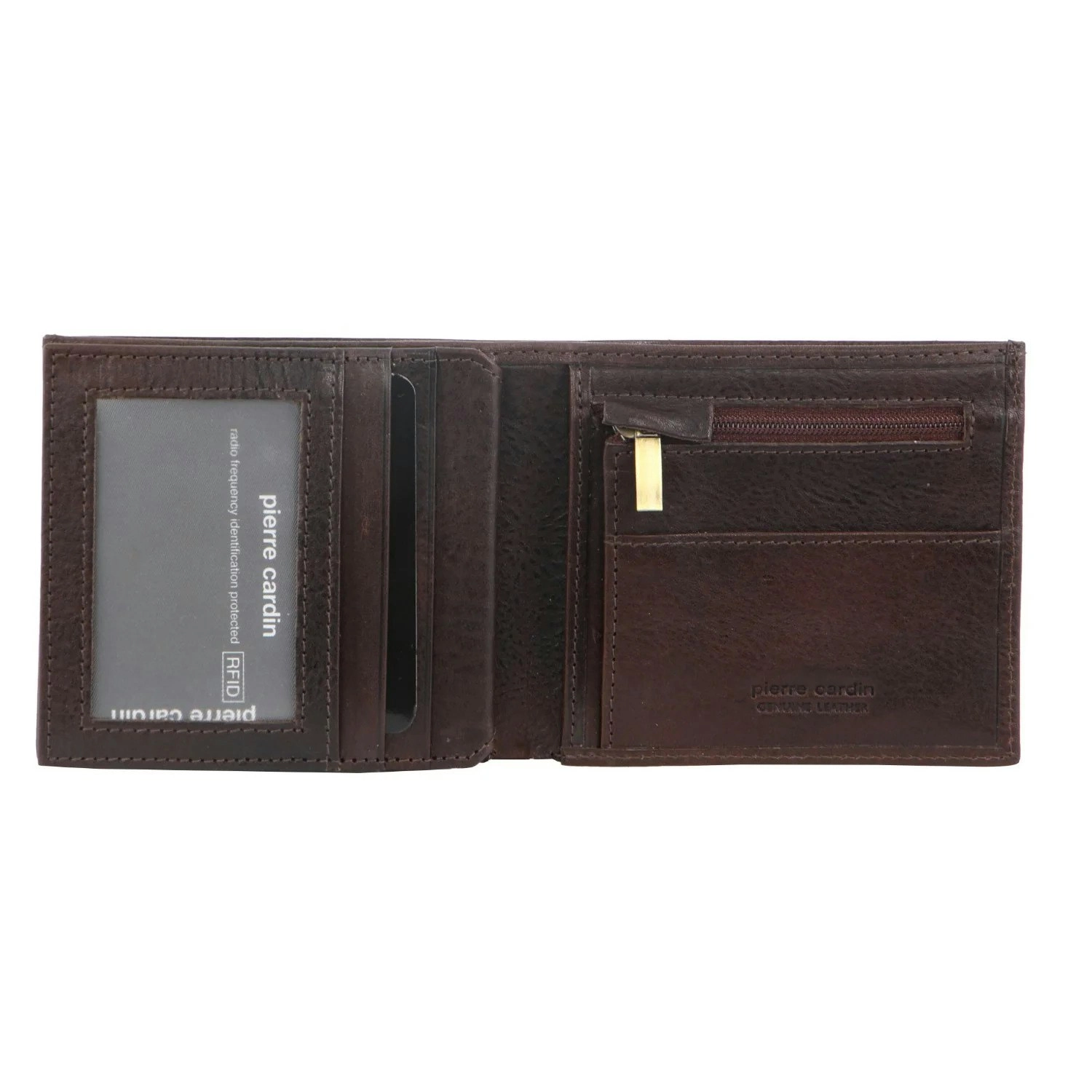 Pierre Cardin Mens Wallet Tri Fold Leather w/ RFID Protection - Chocolate