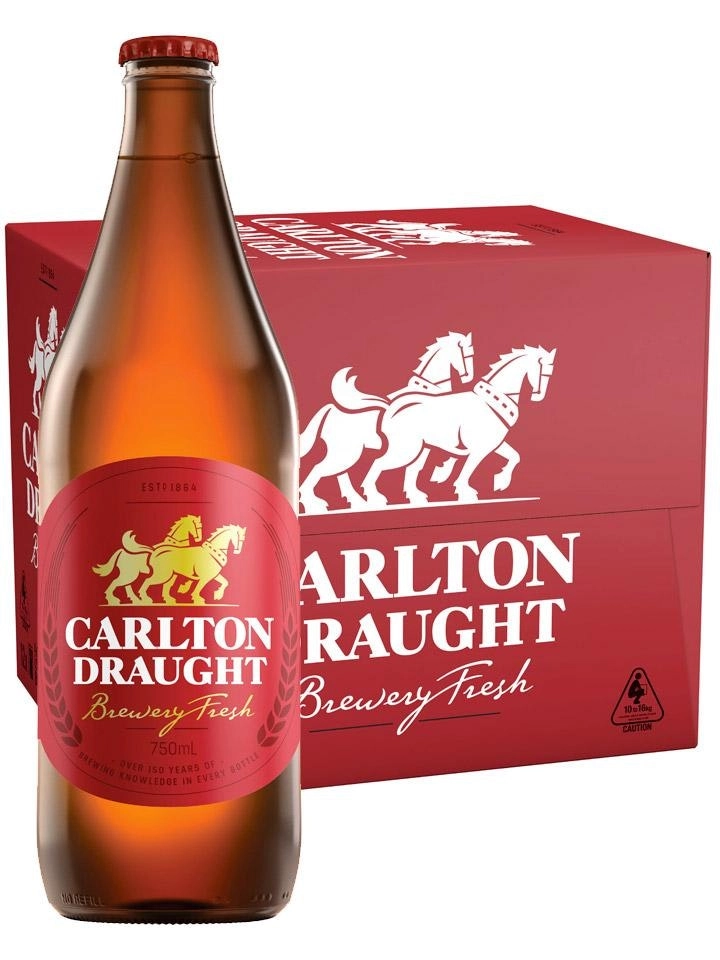 Carlton Draught Longneck Beer Case 12 X 750ml Bottles