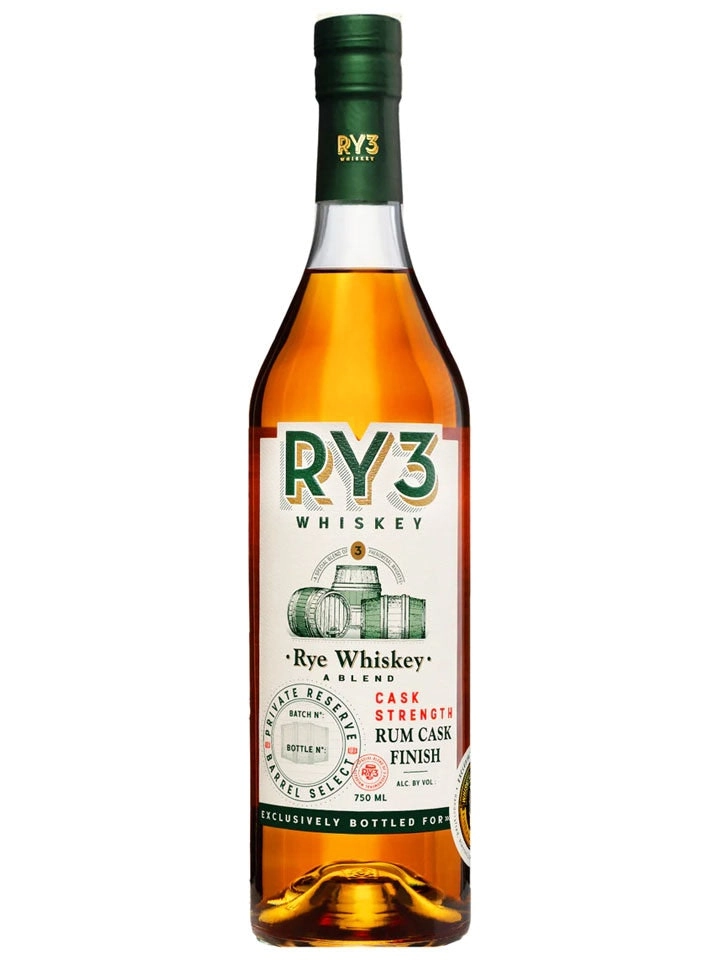 RY3 Rum Cask Finished Cask Strength Blended Rye Whiskey 750ml