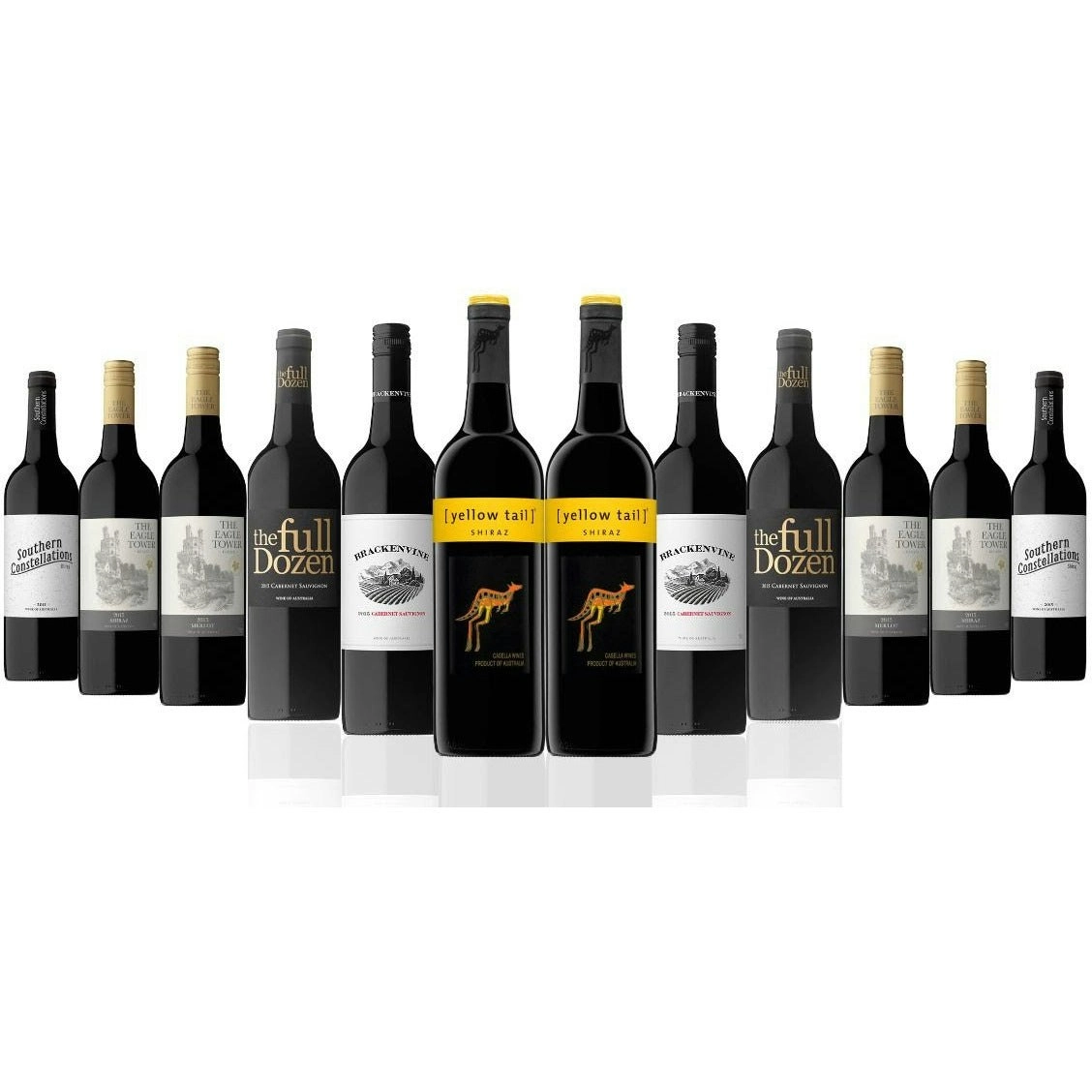 Mixed Cases Australian Mixed Red Wine Dozen Featuring Yellow Tail Shiraz (12 Bottles)