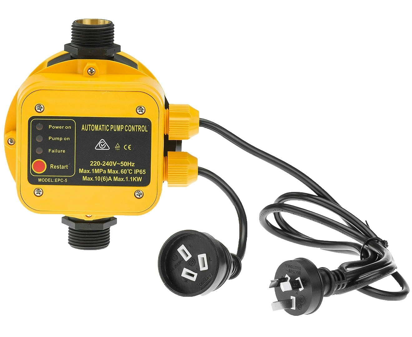 Automatic Water Pump Pressure Controller Switch - Yellow