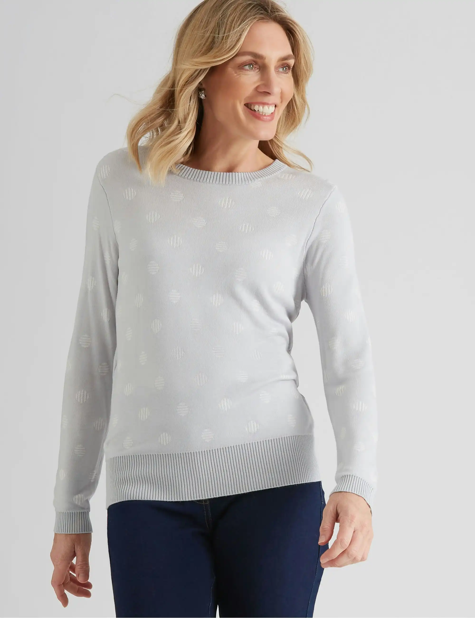 Noni B Spot Design Knitwear Jumper (Silver)