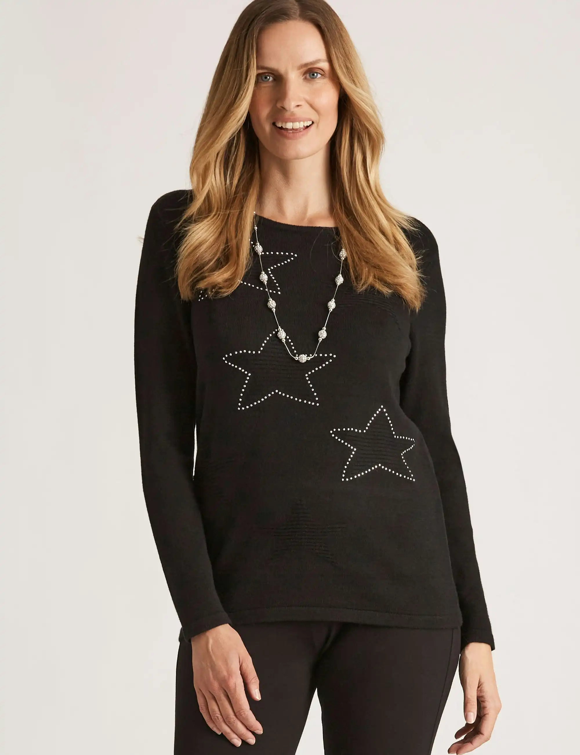 Noni B Star Embellished Knitwear Top