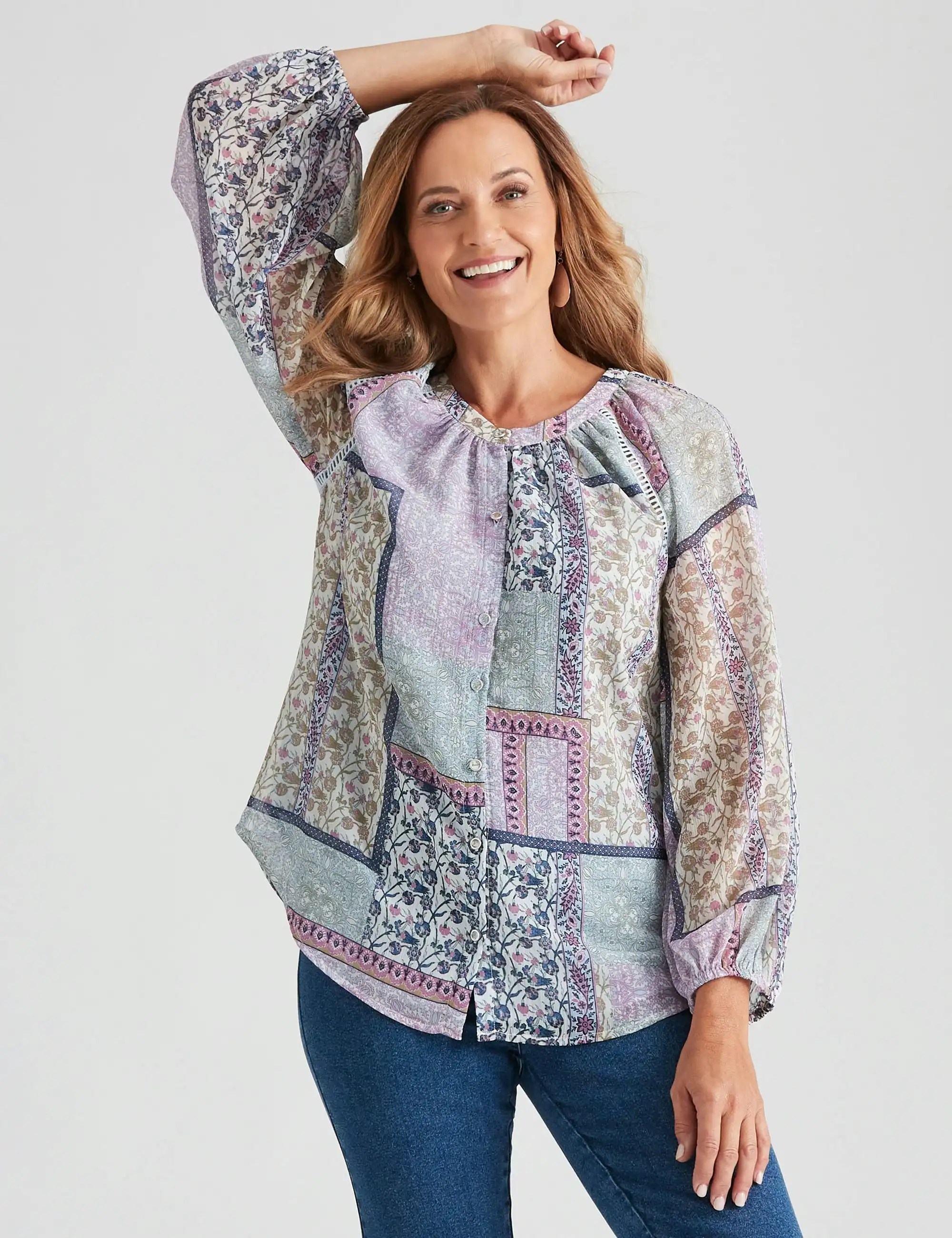 Millers Long Raglan Sleeve Printed Blouse