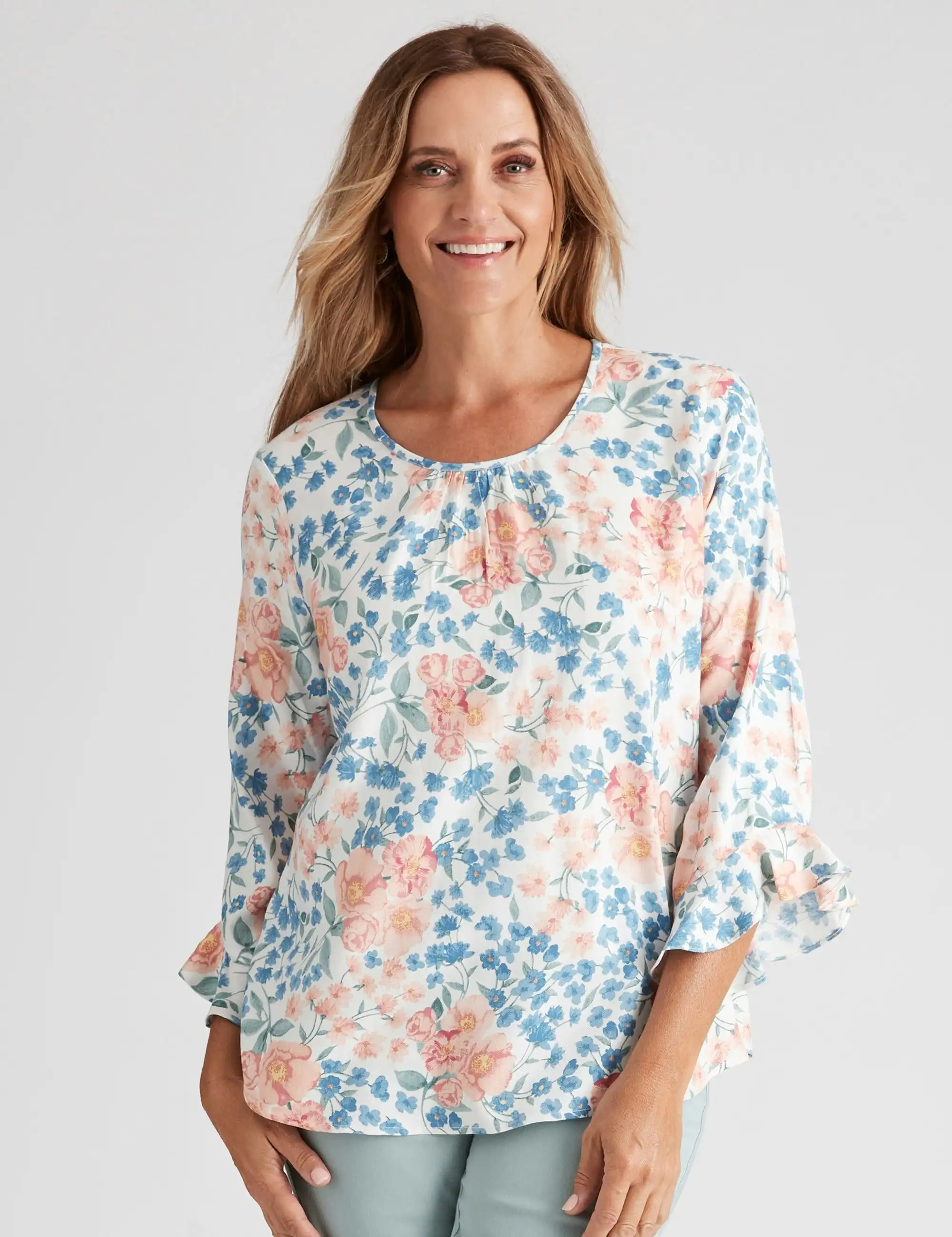 Millers Frill Sleeve Hem Printed Woven Top (Daisy Floral)