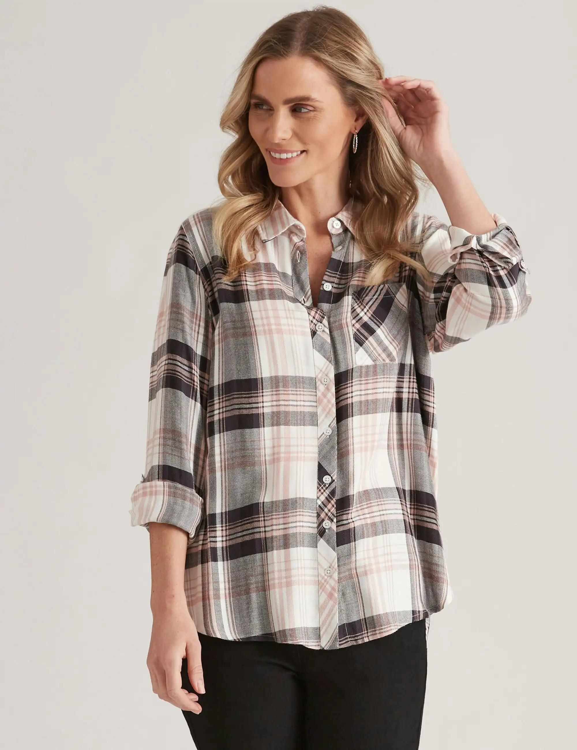 Millers Tured Twill Check Shirt (Grey)
