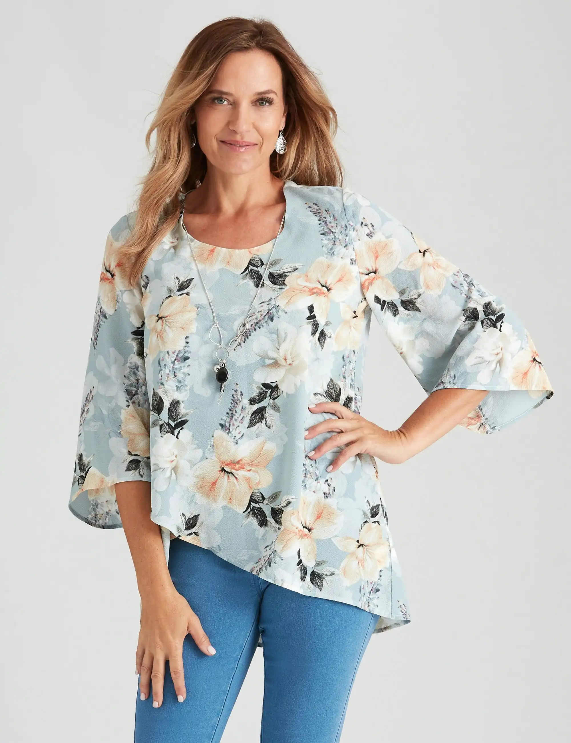 Millers 2For Blouse With Necklace And Layered Hem (Hibisucs)