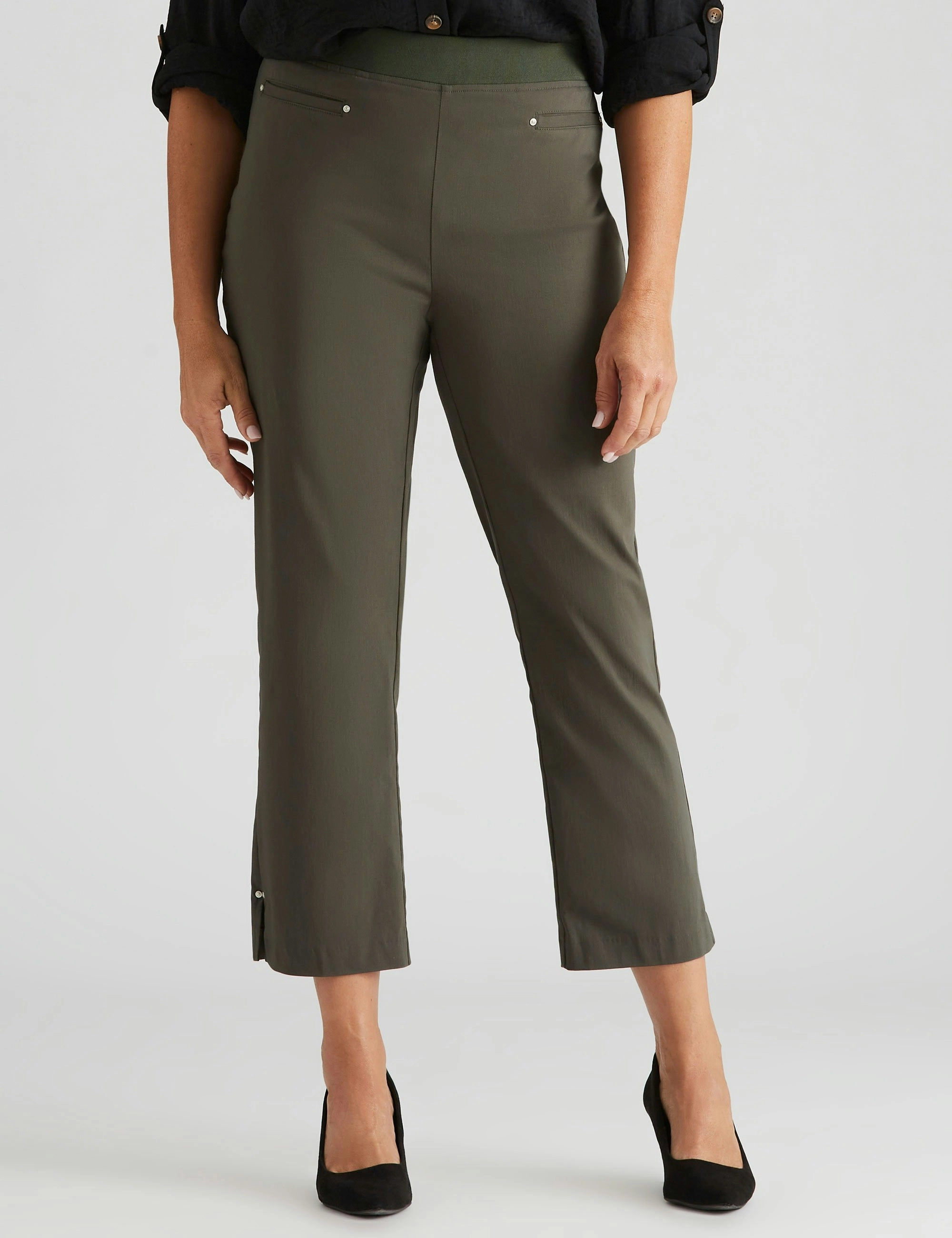 Millers Rib Waist Slim Ale Length Pants (Khaki)