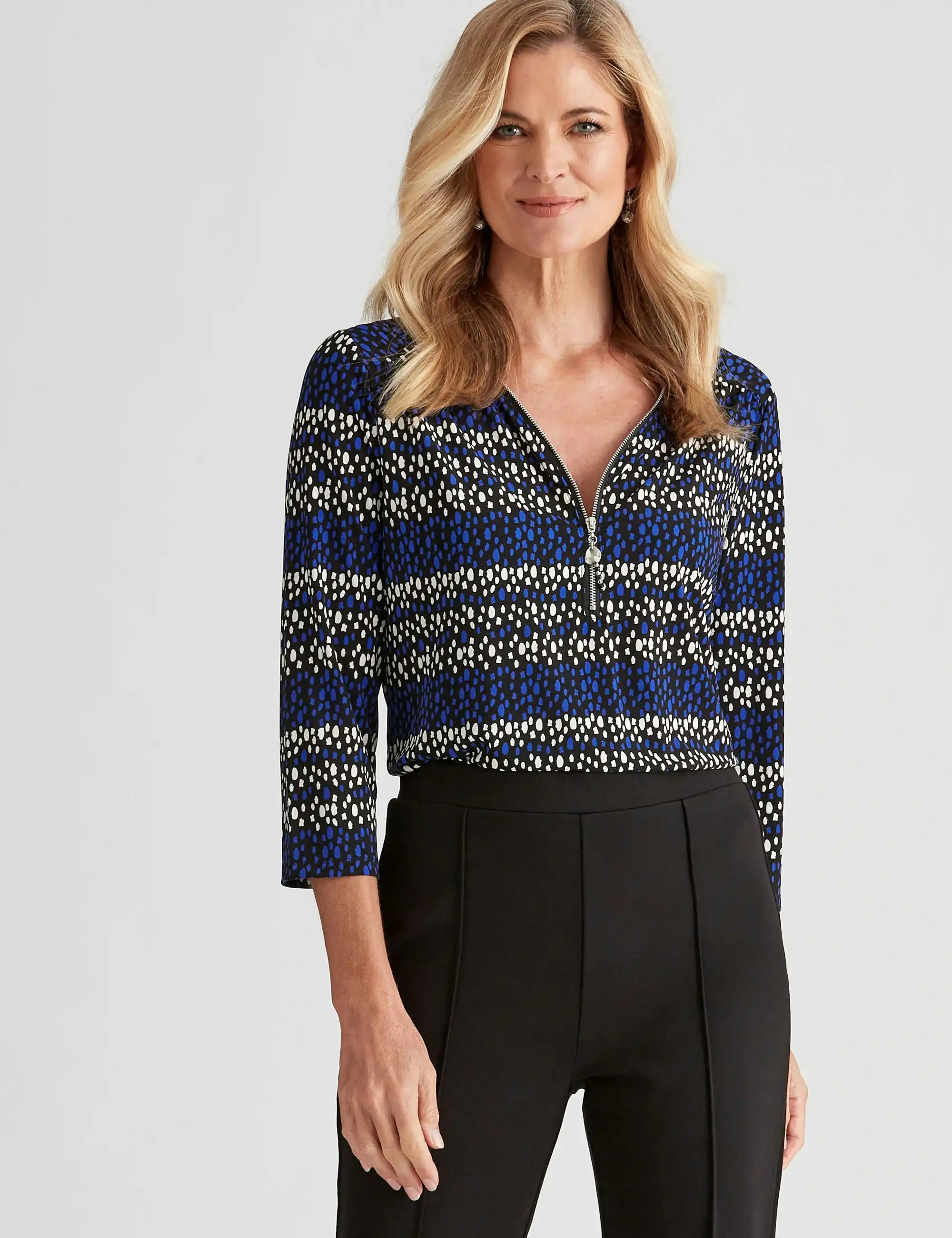 Noni B Knitwear Zipped Front Top