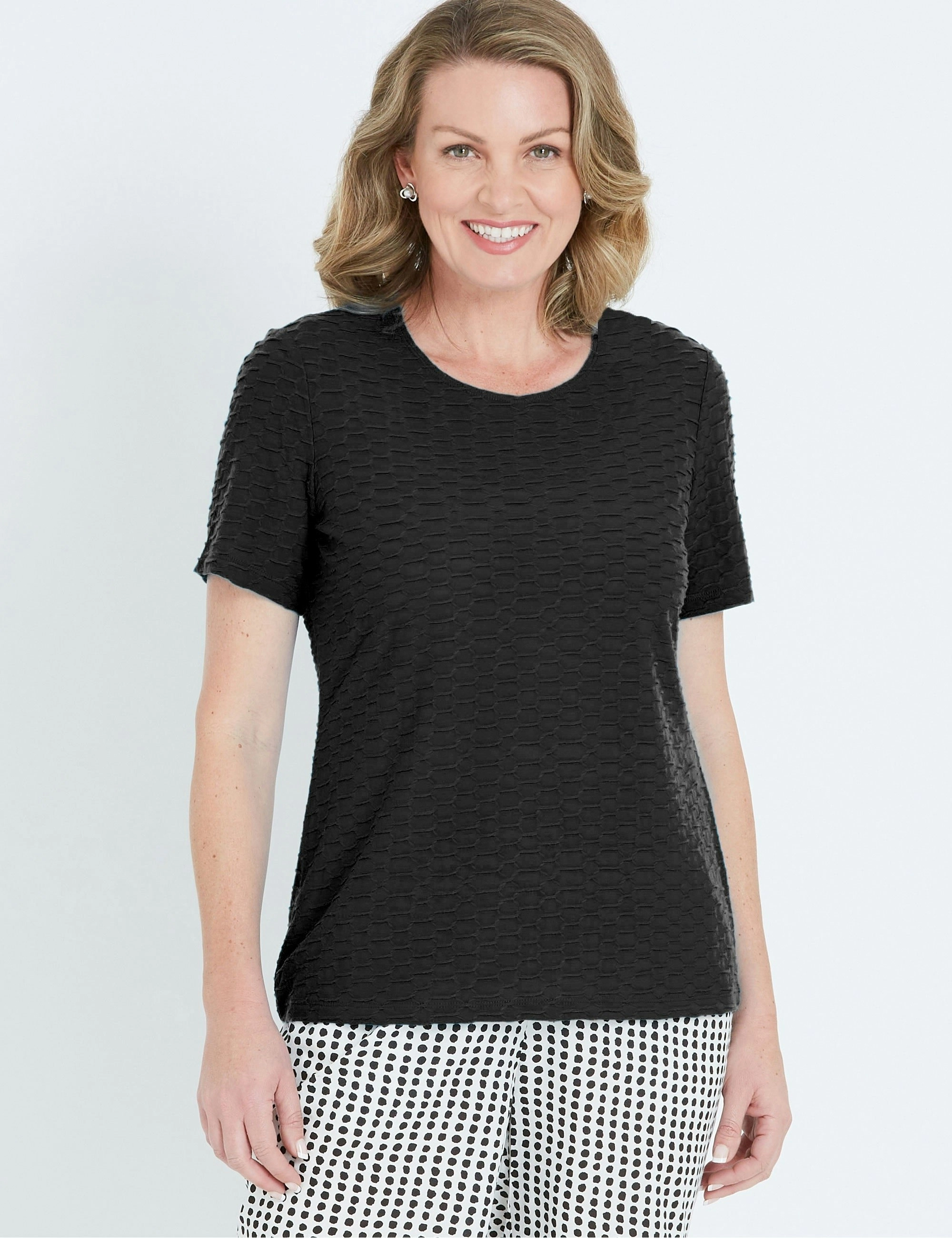 Millers Short Sleeve Ture Scoop Neck Top (Black)