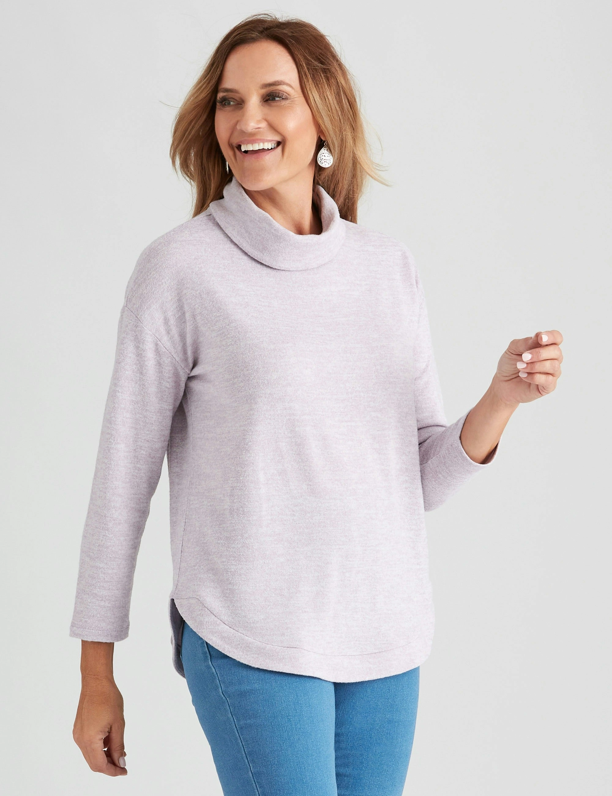 Millers Long Sleeve Turtle Top (Misty Lilac Melange)