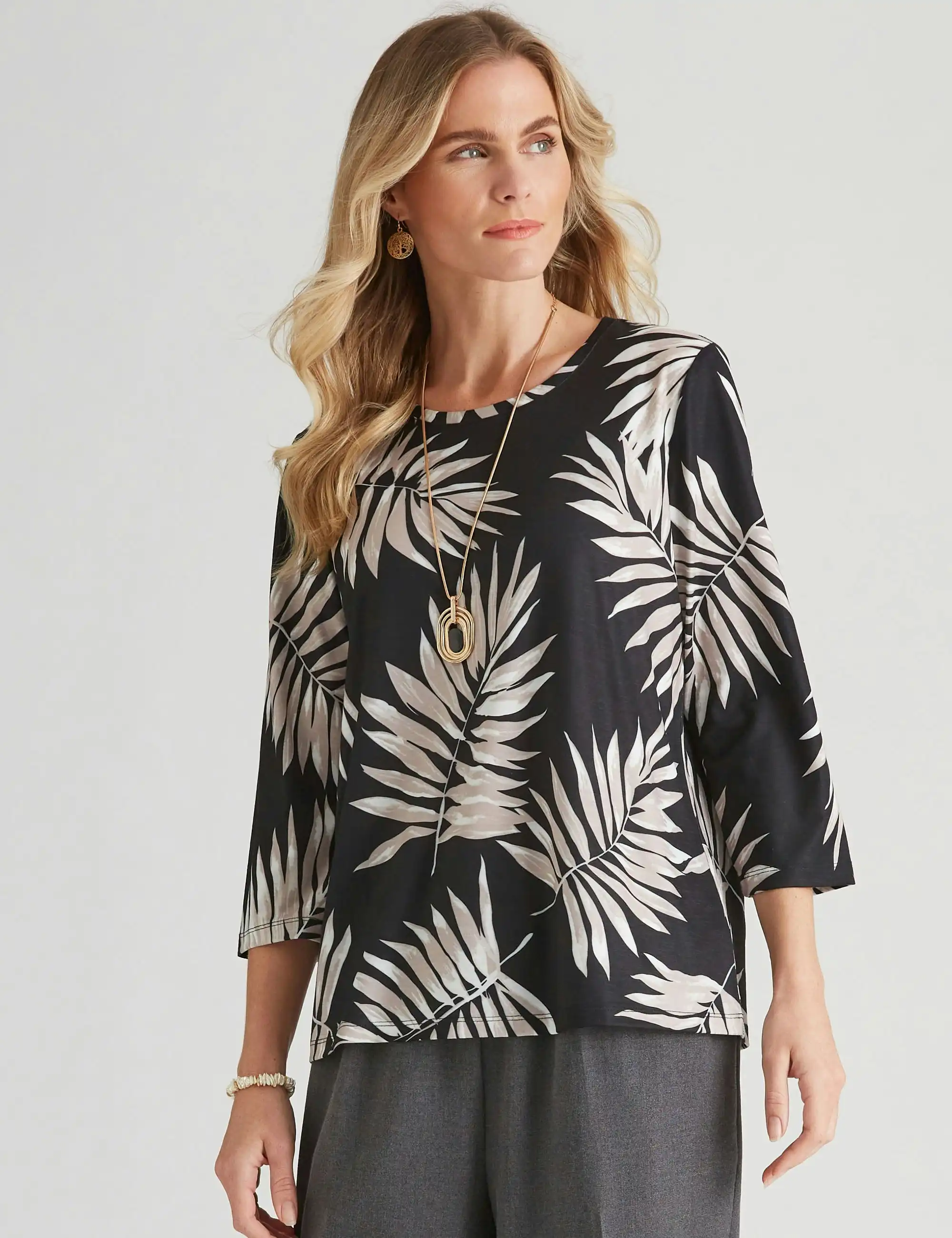 Millers Long Sleeve Sublimation Printed Top (Neutral Fern)