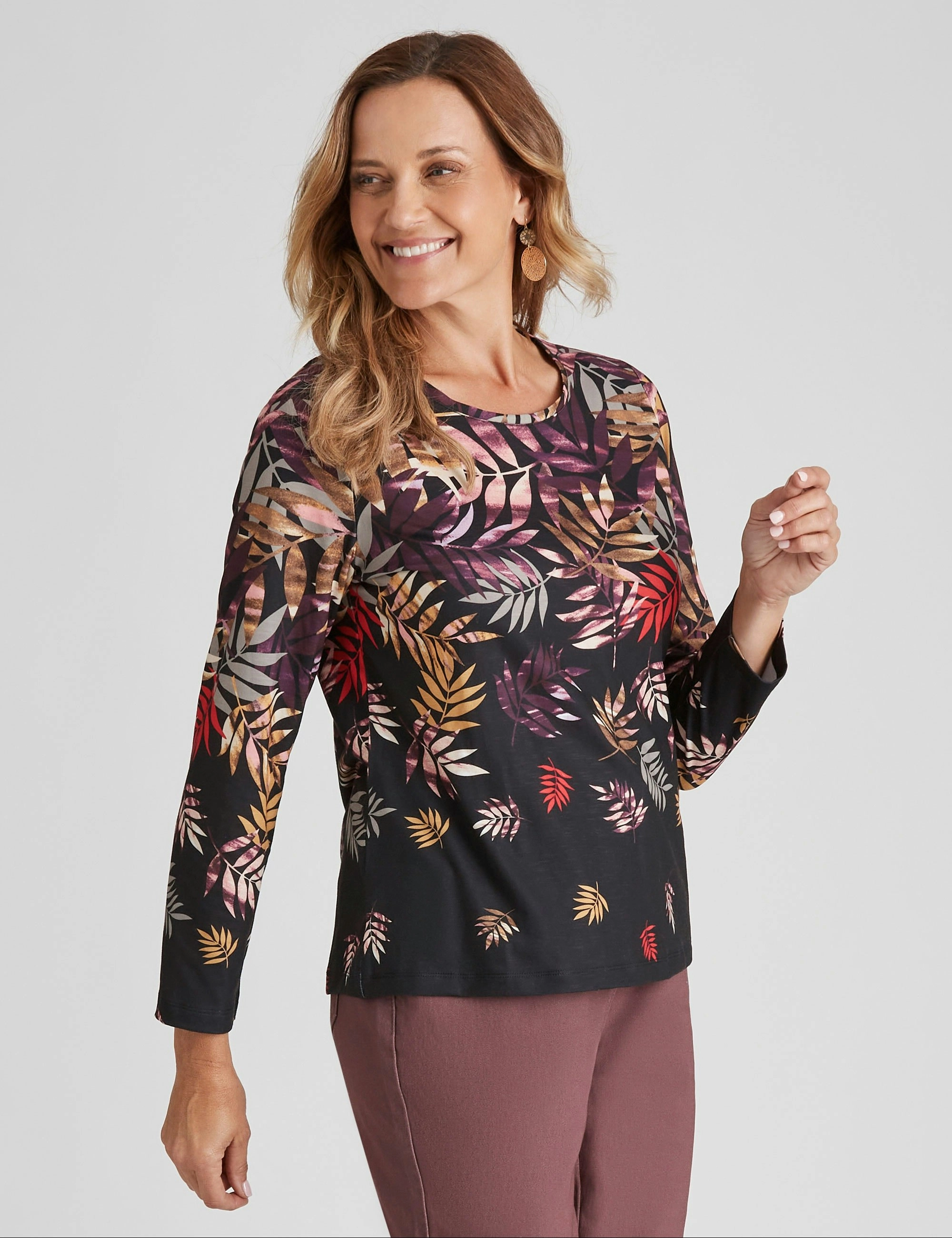 Millers Long Sleeve Sublimation Printed Top (Winter Leaf)