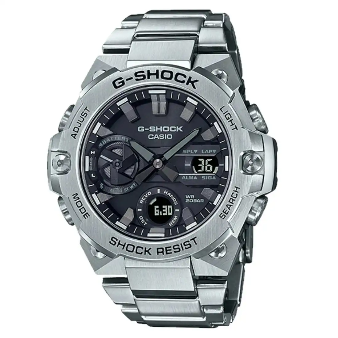 Casio G Shock G Steel Silver and Black Watch GST-B400D-1ADR