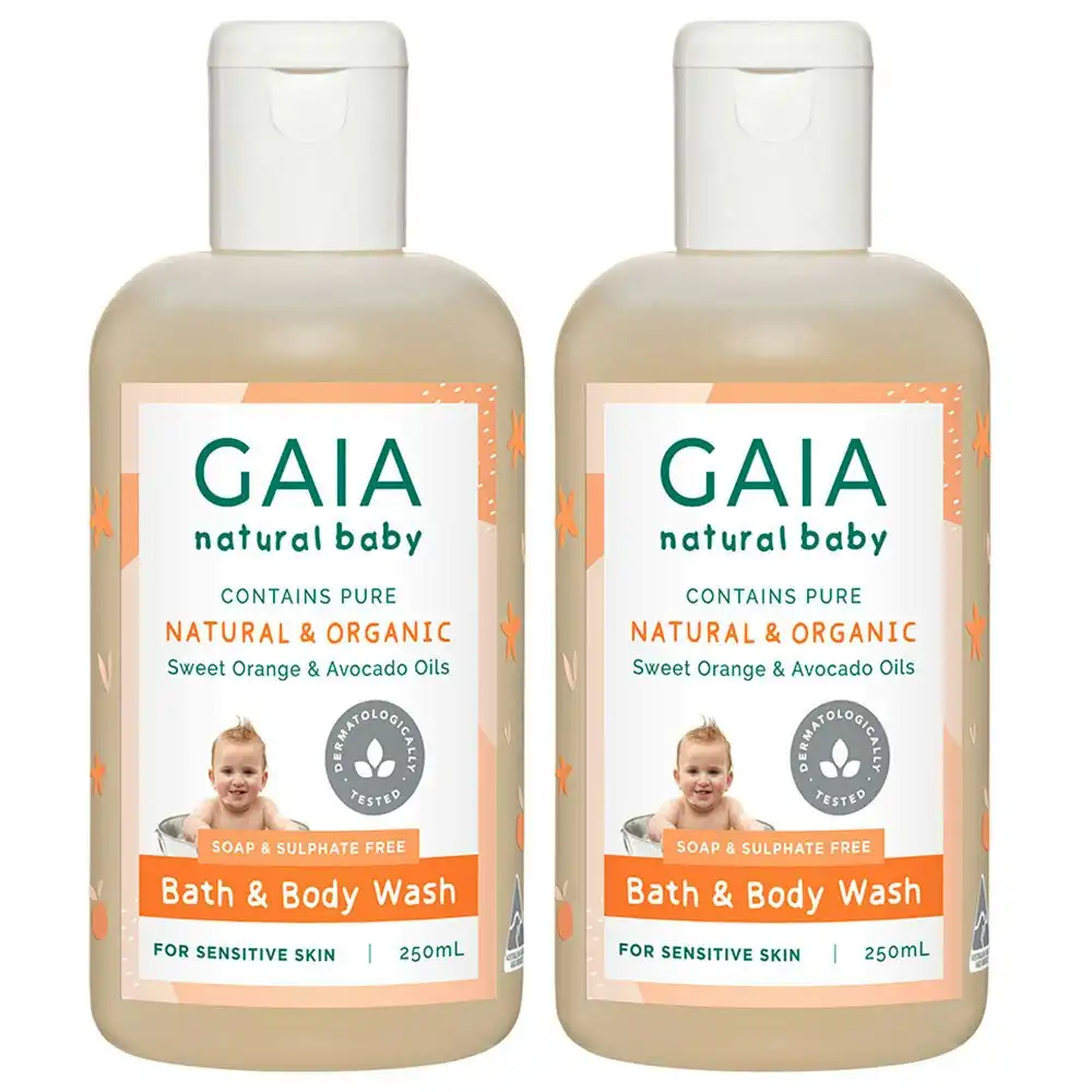 Gaia 2x250ml Pure/Organic Bath & Body Wash for Baby/Kids/Toddlers Vegan Friendly