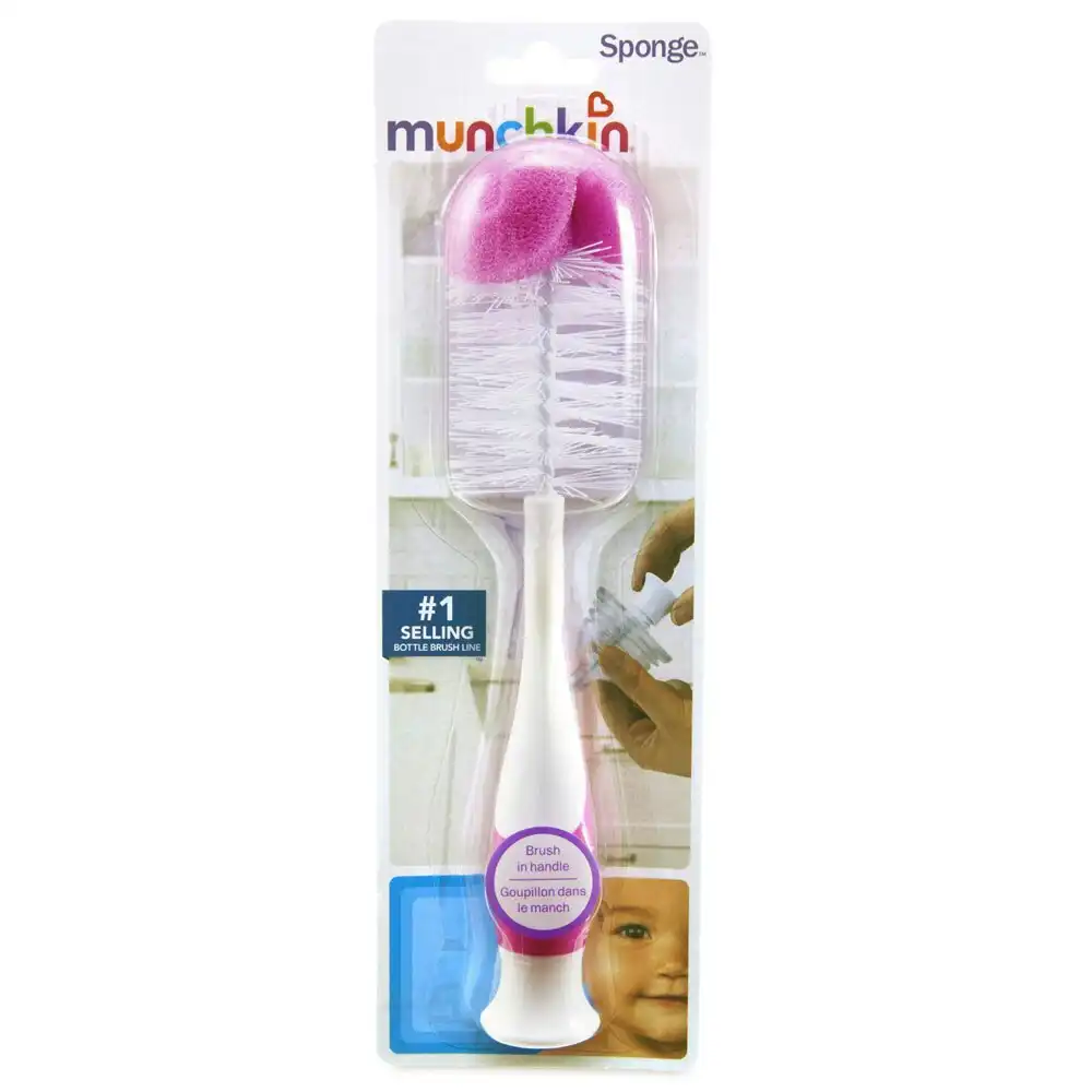 Munchkin Baby Bottle Brush 24cm Sponge/Cleaner for Feeding Baby Bottle Assorted