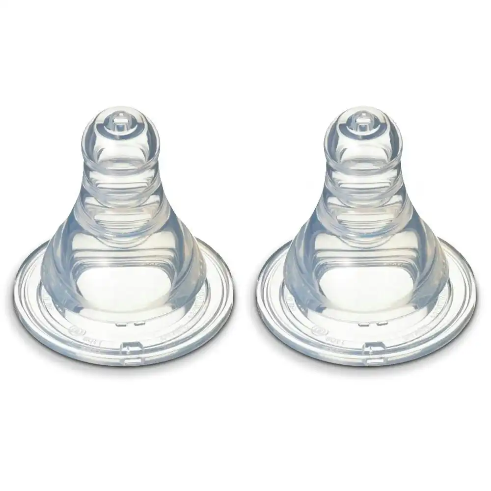 2PK PIGEON Peristaltic Slim Neck Soft Silicone Teat S 0-3m f/ Baby/Infant Bottle