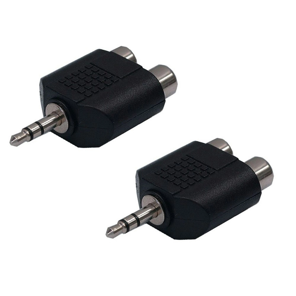 2PK 3.5mm Jack Stereo Plug Male to 2X Female RCA Sockets AUX Audio Adaptor