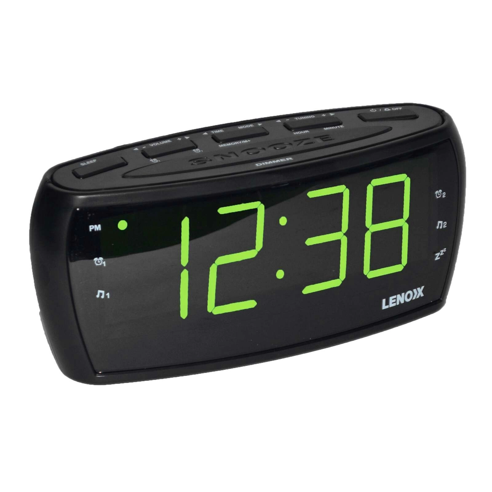 Large Number Alarm Clock & AM/FM Radio, Bold Green LED Time Screen