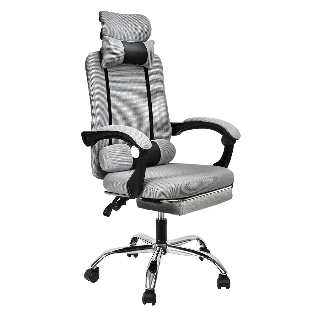 Furb Office Chair Executive Mesh Seating Ergonomic Support with Caster Wheel Footrest Grey