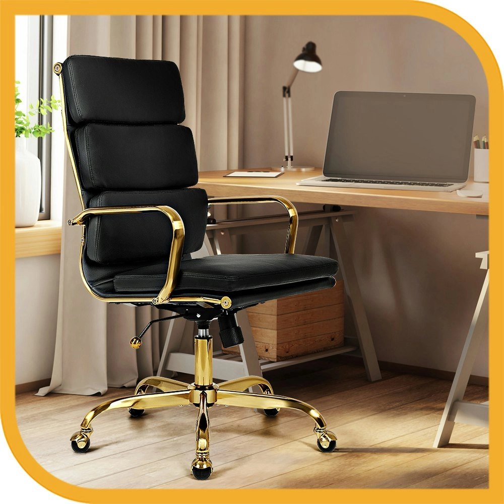 Furb Office Chair Executive High-Back Computer PU Leather Seat Work Study Black Eames Replica