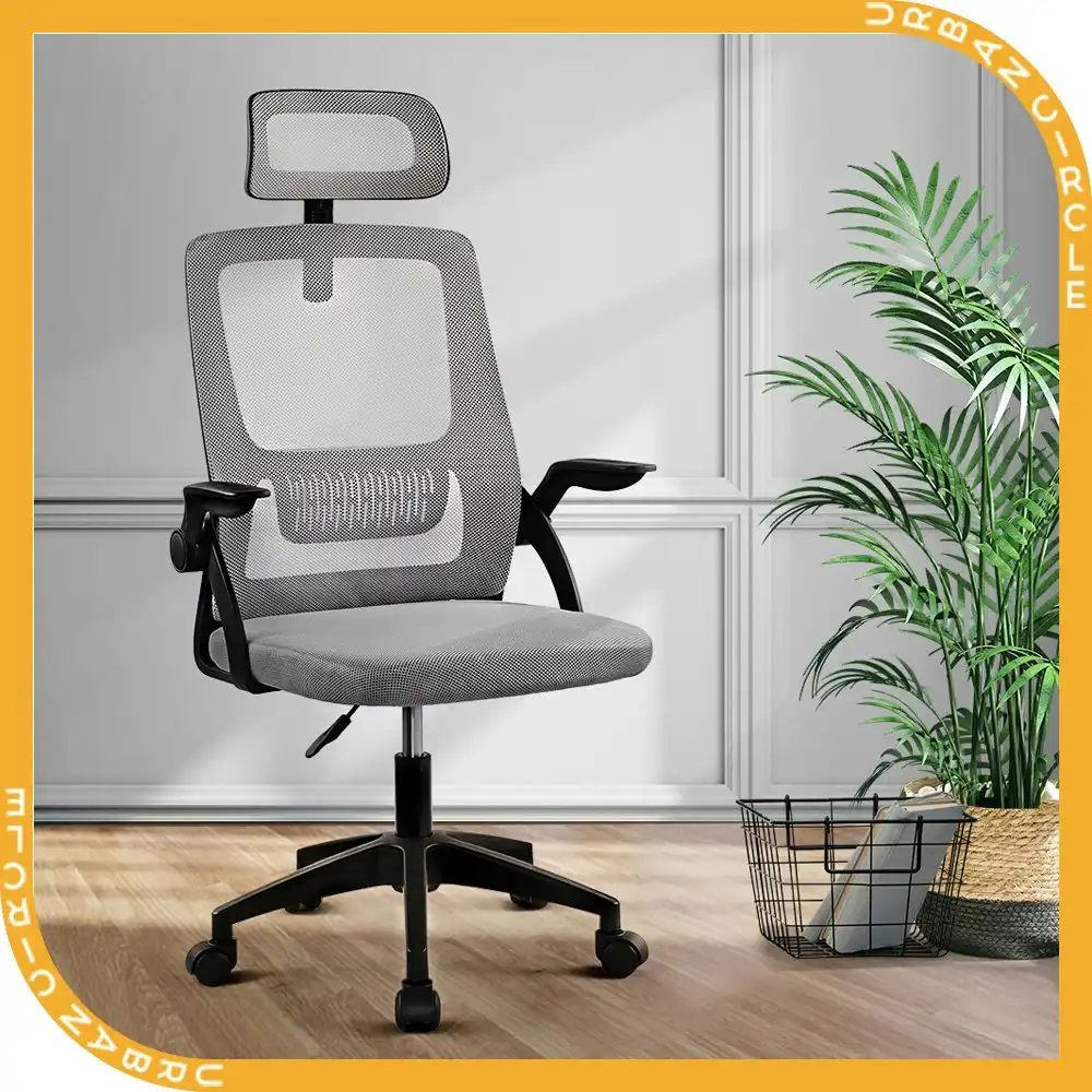 Furb Office Chair Computer Mesh Executive Chairs Study Lifting Seating Headrest Black Grey