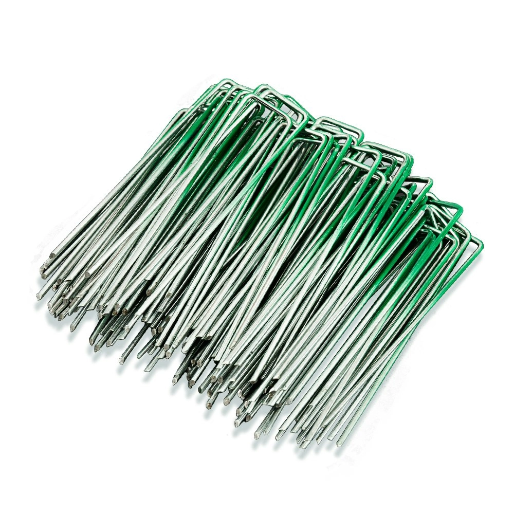 Groverdi Synthetic Artificial Grass Pins Fake Lawn Turf Weed Mat Galvanised Steel U Pegs 100pcs