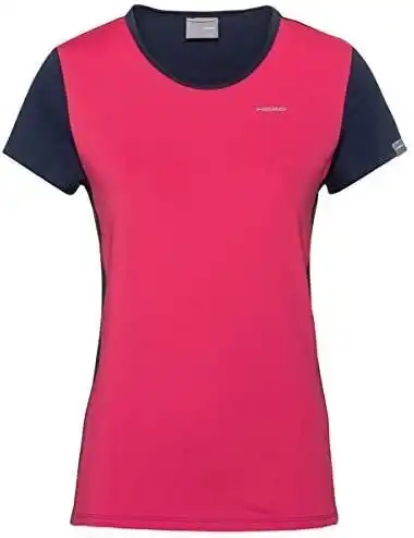 Head Girls Mia Tennis Top T-Shirt Competition Short Sleeve Tee - Pink/Dark Blue