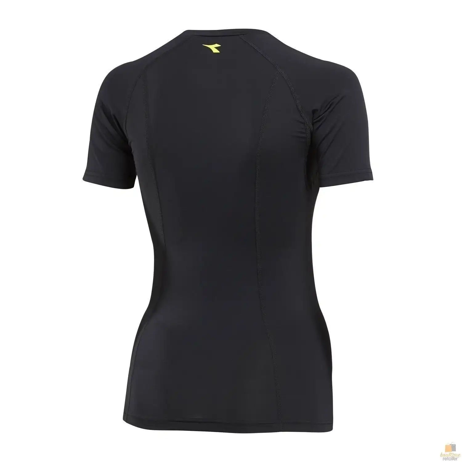 Diadora Ladies Women's Compression Short Sleeve Top Fitness Gym Yoga - Black