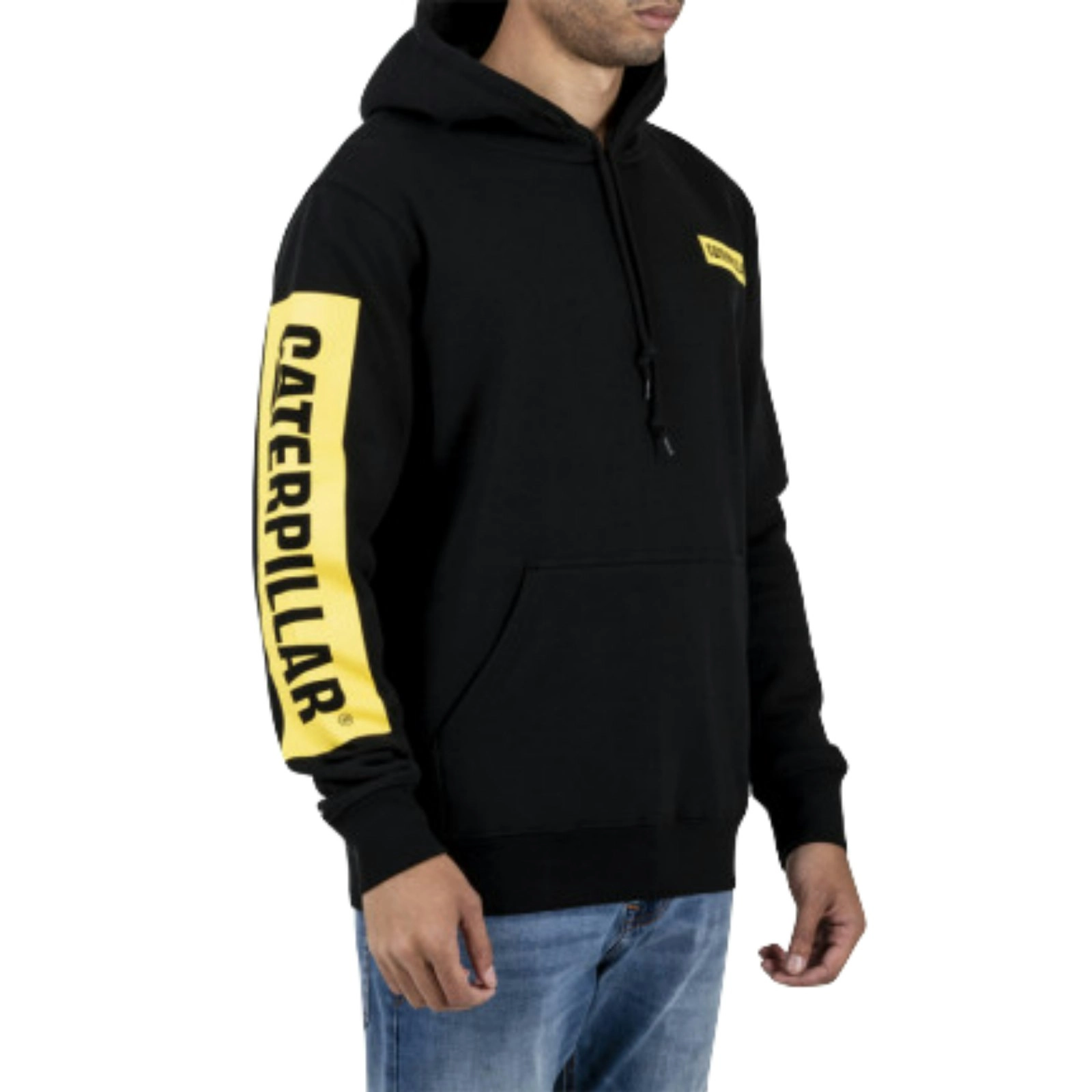 Caterpillar Triton Block Hoody Hooded Sweat Hoodie Jumper - Black/Yellow