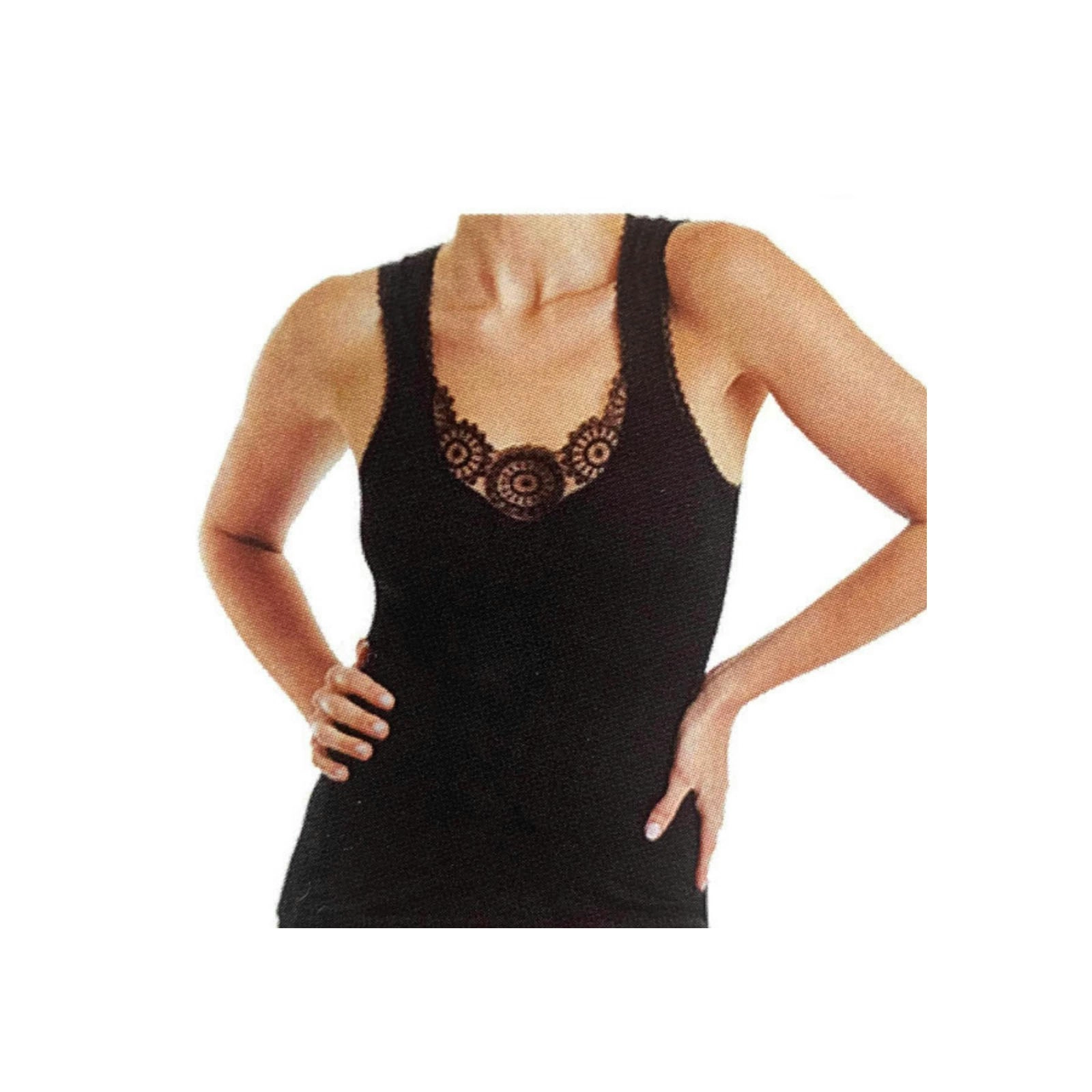 Merino Skins Ladies Dianthe Tank Top Thermal Merino Wool Rich Thermals - Black