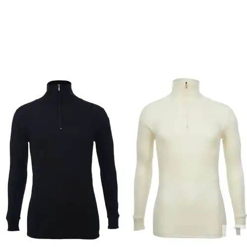 100% Wool Merino Skins Men's Half Zip Long Sleeve Thermal Underwear T-Shirt Top