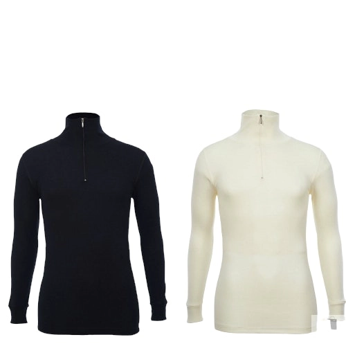 100% Wool Merino Skins Mens Half Zip Long Sleeve Thermal Underwear T-Shirt Top