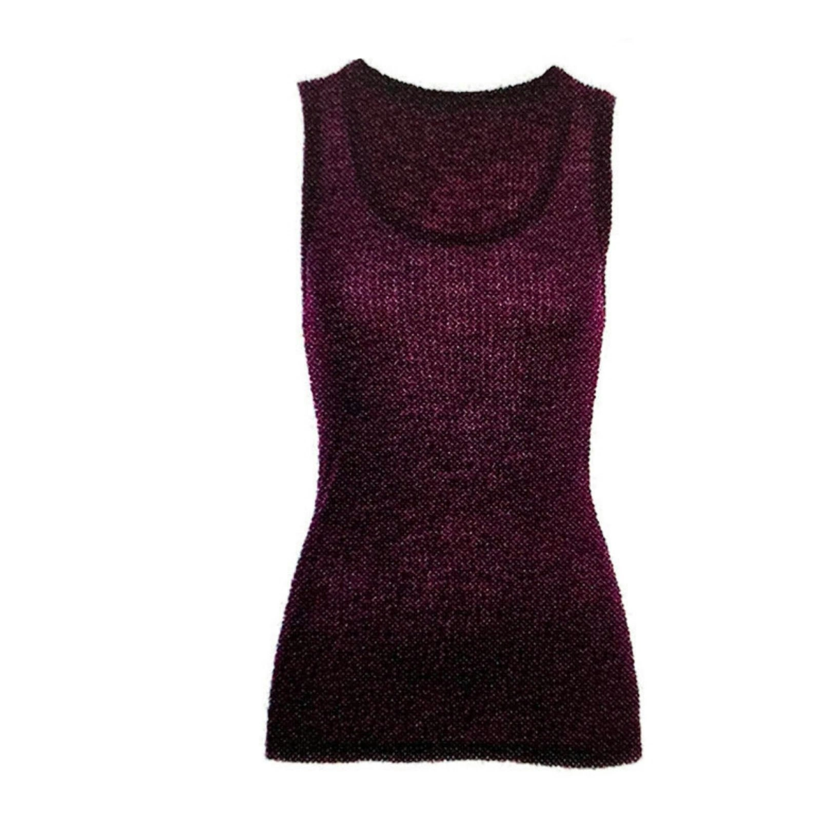 Merino Skins Wool Blend Ladies Verona V-Neck Tee Thermal Top Tank - Amaranth