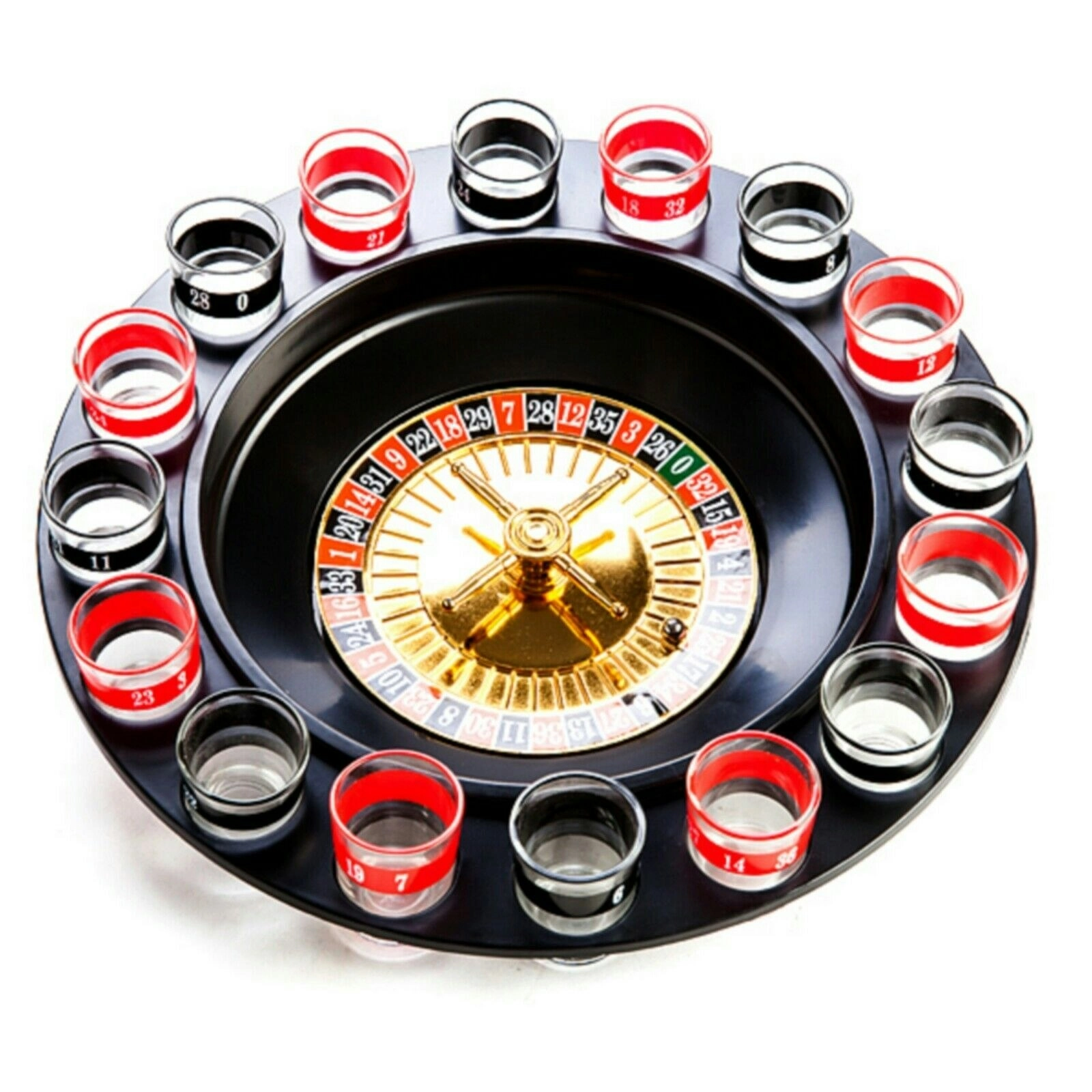 Shot Glass Roulette Drinking Game Set Wheel Casino Spinner Table Games Party