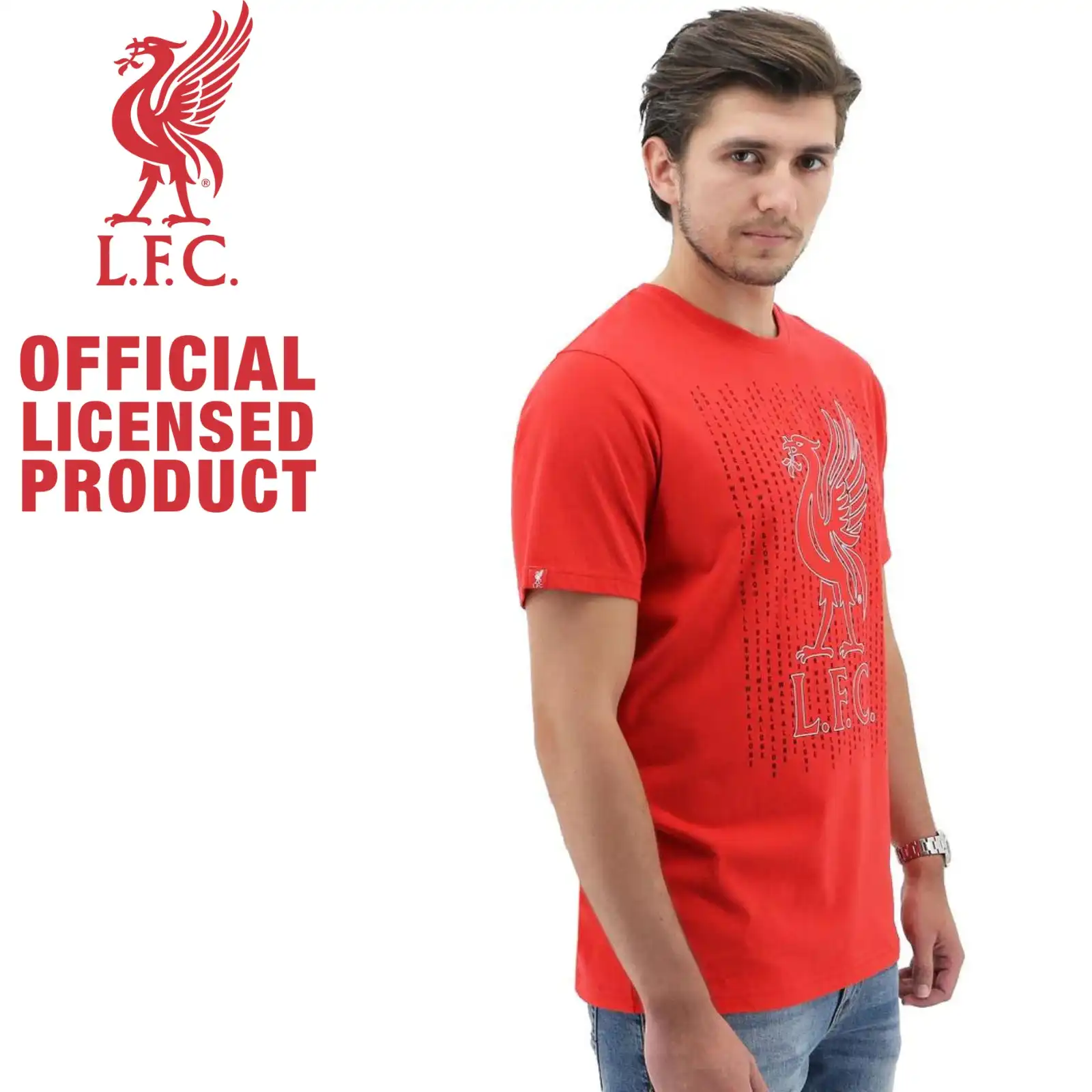 Liverpool FC Men's Crew T Shirt Tee Top Soccer Football - Red Liverbird