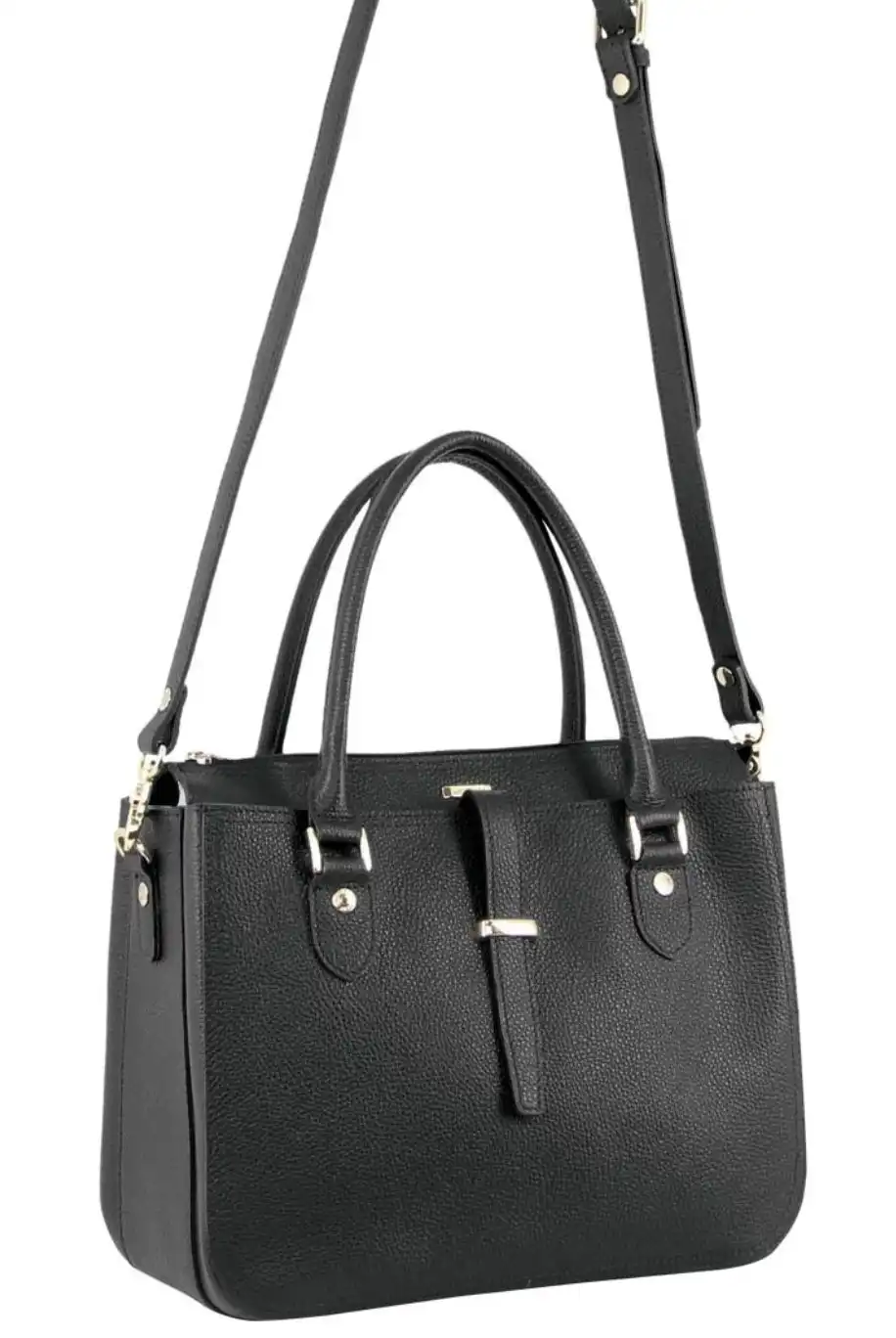 Morrissey Italian Womens Structured Leather Handbag Ladies Bag - Black