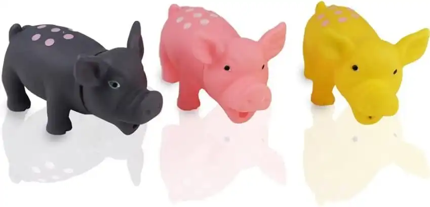 Pet Dog Cat Toys Durable Vinyl Squeaky Piggy 14Cm X 8Cm 3Pce 3 Color Assorted Reduce Bite Sofa - Shoes