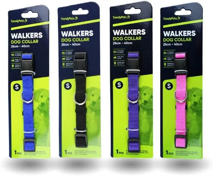 Trendypets Walkers Dog Collar 25Cm X 40Cm Clip On Small Size 4Pce 4 Color Assorted