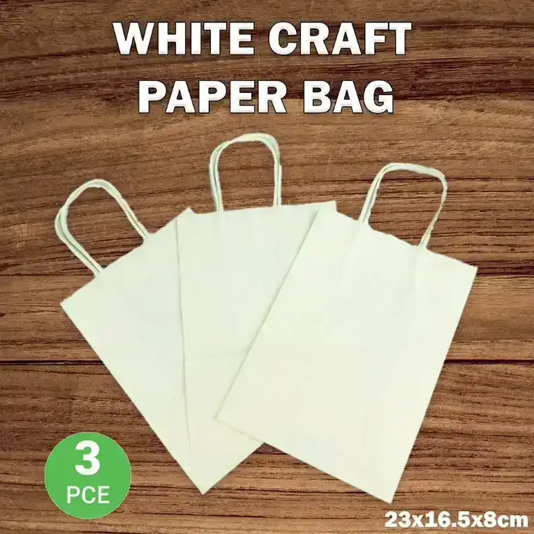 [3PCE] Krafters Korner Craft White Bag With Handle (16.5cm x 23cm x 8cm)